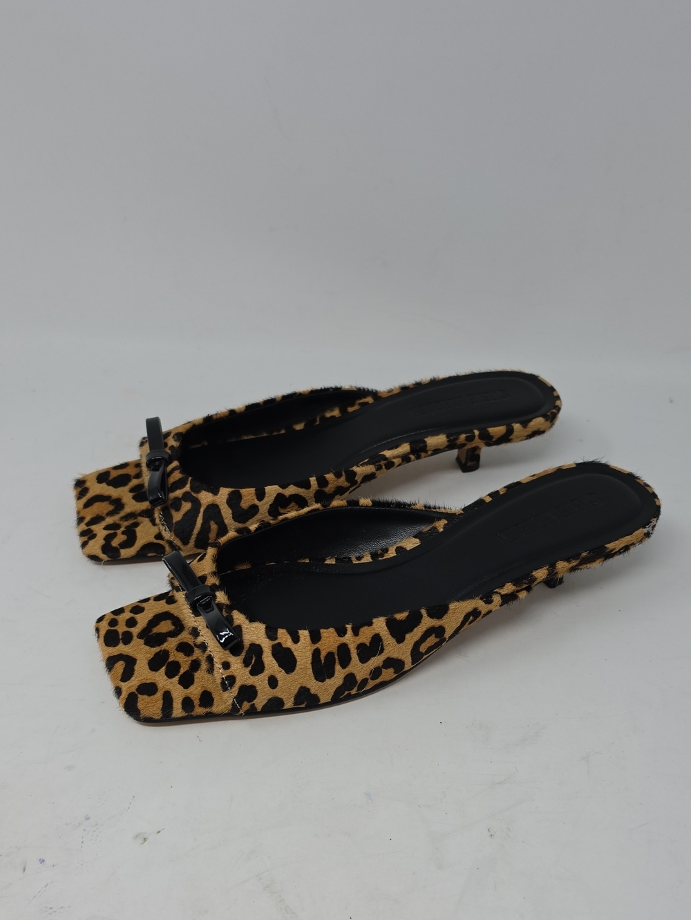 Stevw Madden Meme Leopard Calf Hair Leather Kitten Heel Slide Sandals Size 9.5